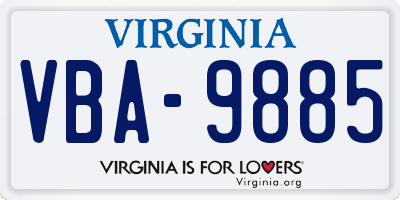 VA license plate VBA9885