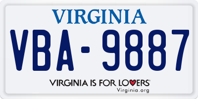 VA license plate VBA9887