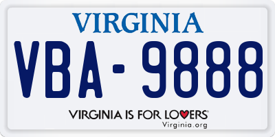 VA license plate VBA9888