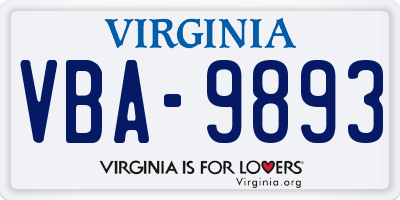 VA license plate VBA9893