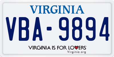 VA license plate VBA9894