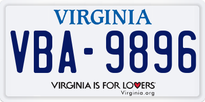 VA license plate VBA9896