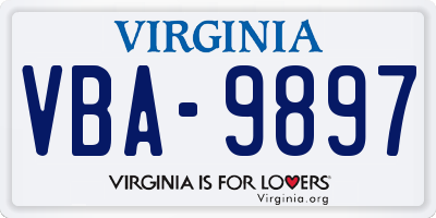 VA license plate VBA9897