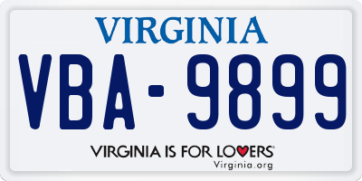 VA license plate VBA9899