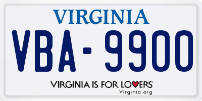 VA license plate VBA9900