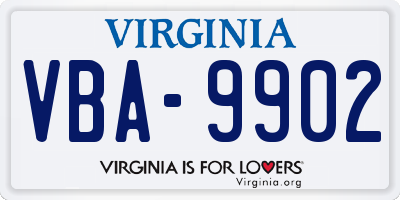 VA license plate VBA9902