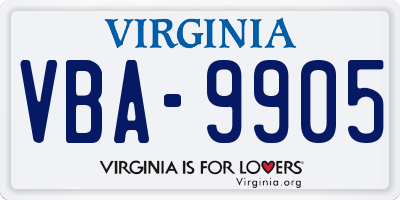VA license plate VBA9905