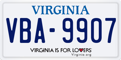 VA license plate VBA9907