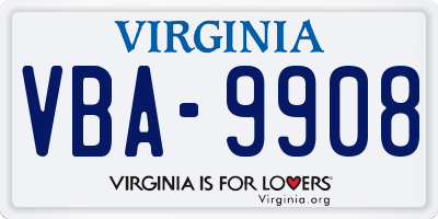 VA license plate VBA9908