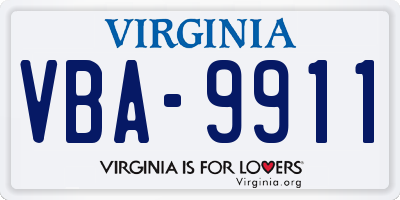 VA license plate VBA9911