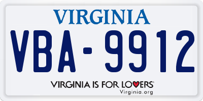 VA license plate VBA9912