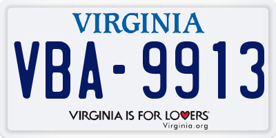 VA license plate VBA9913