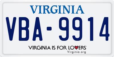 VA license plate VBA9914