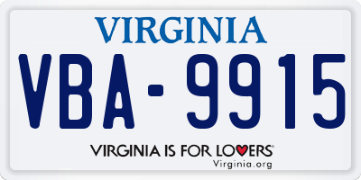 VA license plate VBA9915