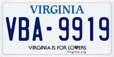 VA license plate VBA9919