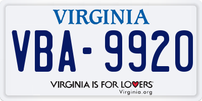 VA license plate VBA9920
