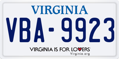 VA license plate VBA9923