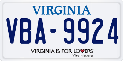 VA license plate VBA9924