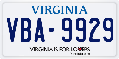 VA license plate VBA9929