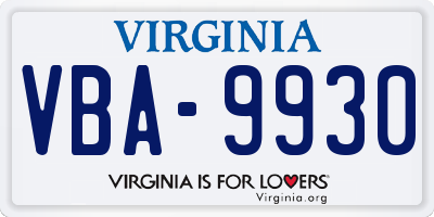 VA license plate VBA9930
