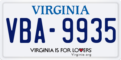 VA license plate VBA9935