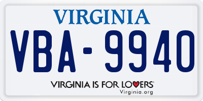 VA license plate VBA9940
