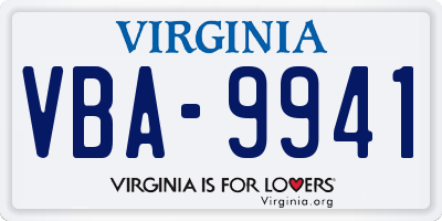 VA license plate VBA9941