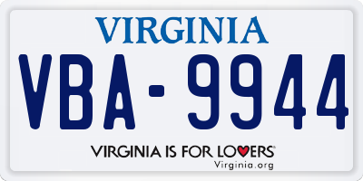 VA license plate VBA9944