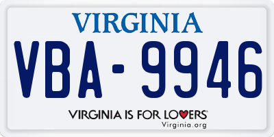 VA license plate VBA9946