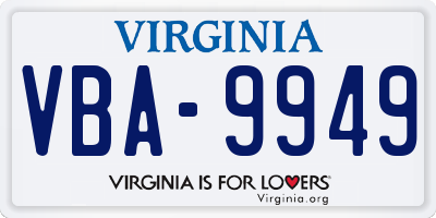 VA license plate VBA9949