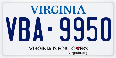 VA license plate VBA9950