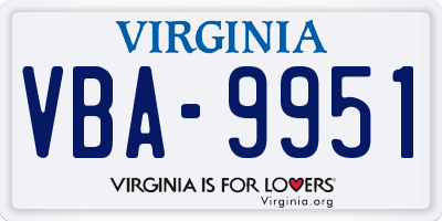 VA license plate VBA9951