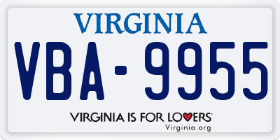VA license plate VBA9955