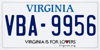 VA license plate VBA9956