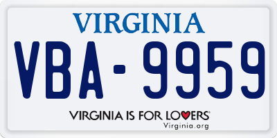 VA license plate VBA9959
