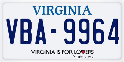 VA license plate VBA9964