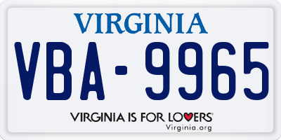 VA license plate VBA9965