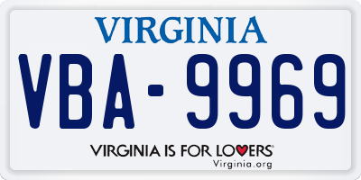 VA license plate VBA9969