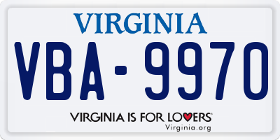 VA license plate VBA9970