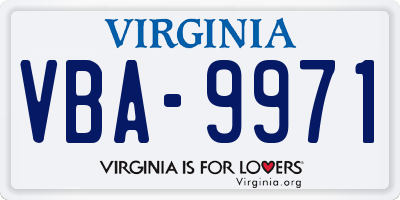 VA license plate VBA9971