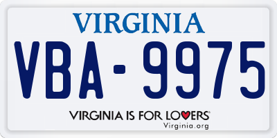 VA license plate VBA9975