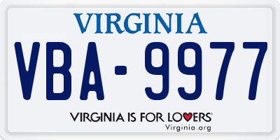 VA license plate VBA9977