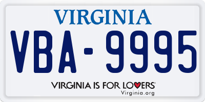 VA license plate VBA9995