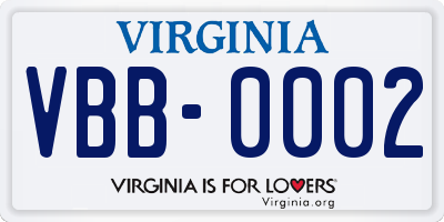 VA license plate VBB0002