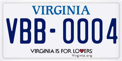 VA license plate VBB0004