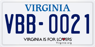 VA license plate VBB0021
