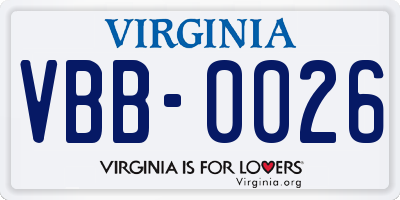 VA license plate VBB0026