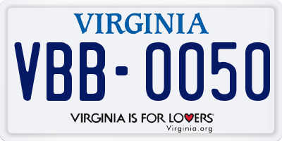 VA license plate VBB0050