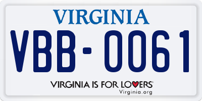 VA license plate VBB0061
