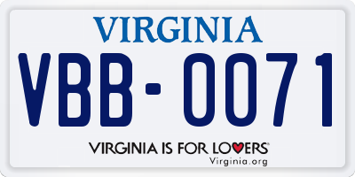 VA license plate VBB0071